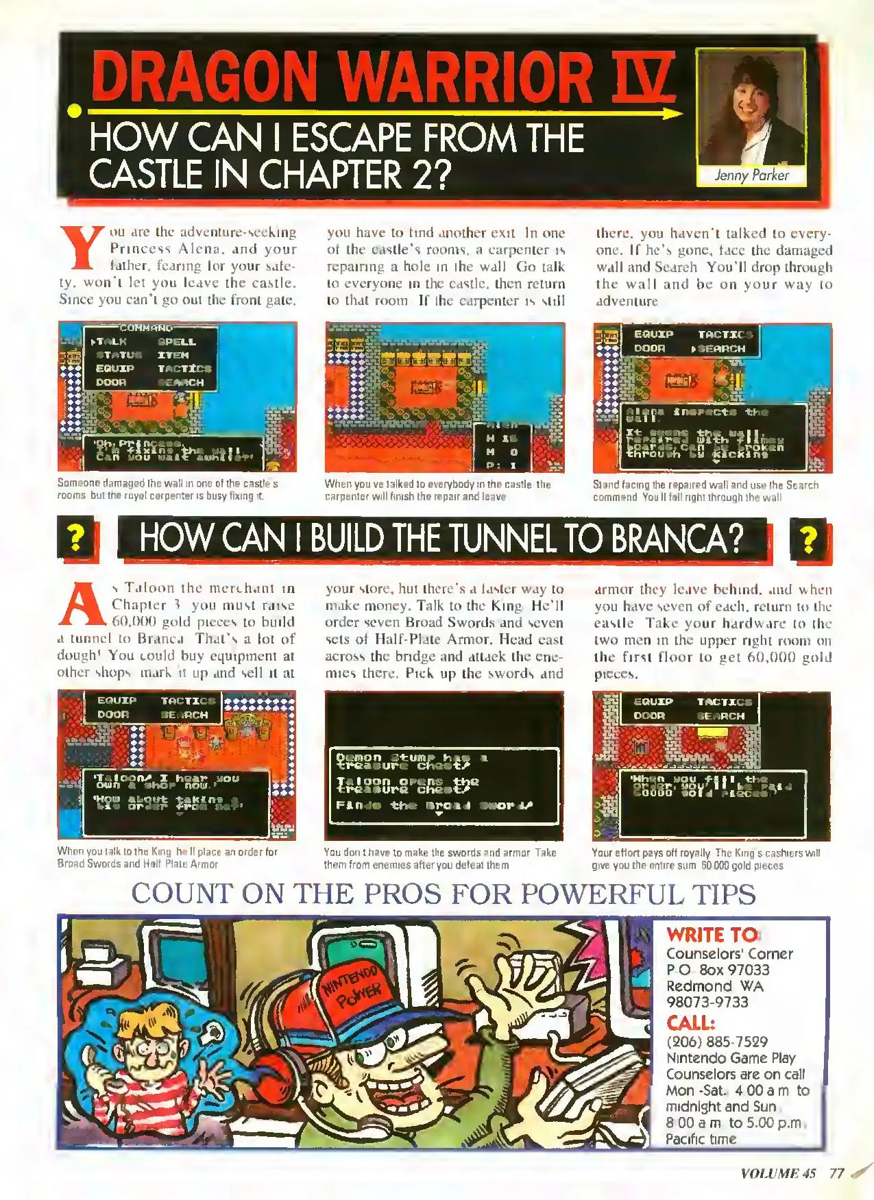 Counselor's Corner from Nintendo Power issue 45, page 77