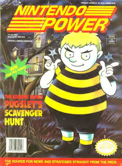 Nintendo Power issue 45 cover — Addam's Family Pugsley's Scavenger Hunt