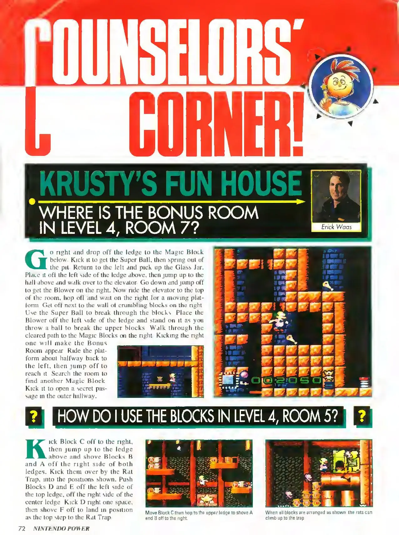 Counselor's Corner from Nintendo Power issue 47, page 72