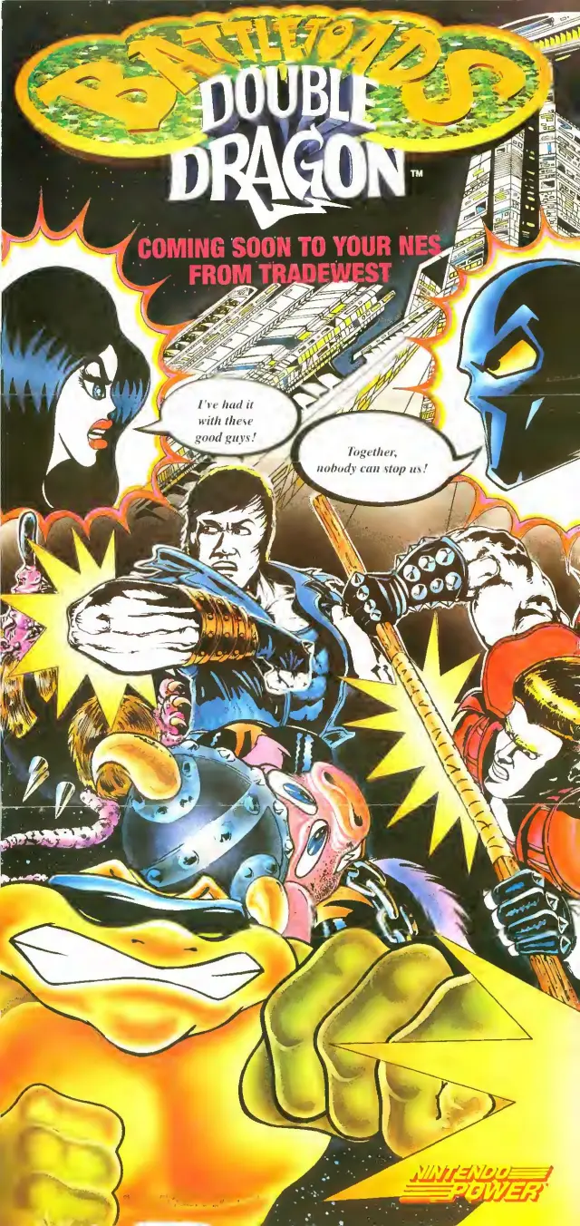Pull-out poster from Nintendo Power issue 47 — Battletoads & Double Dragon