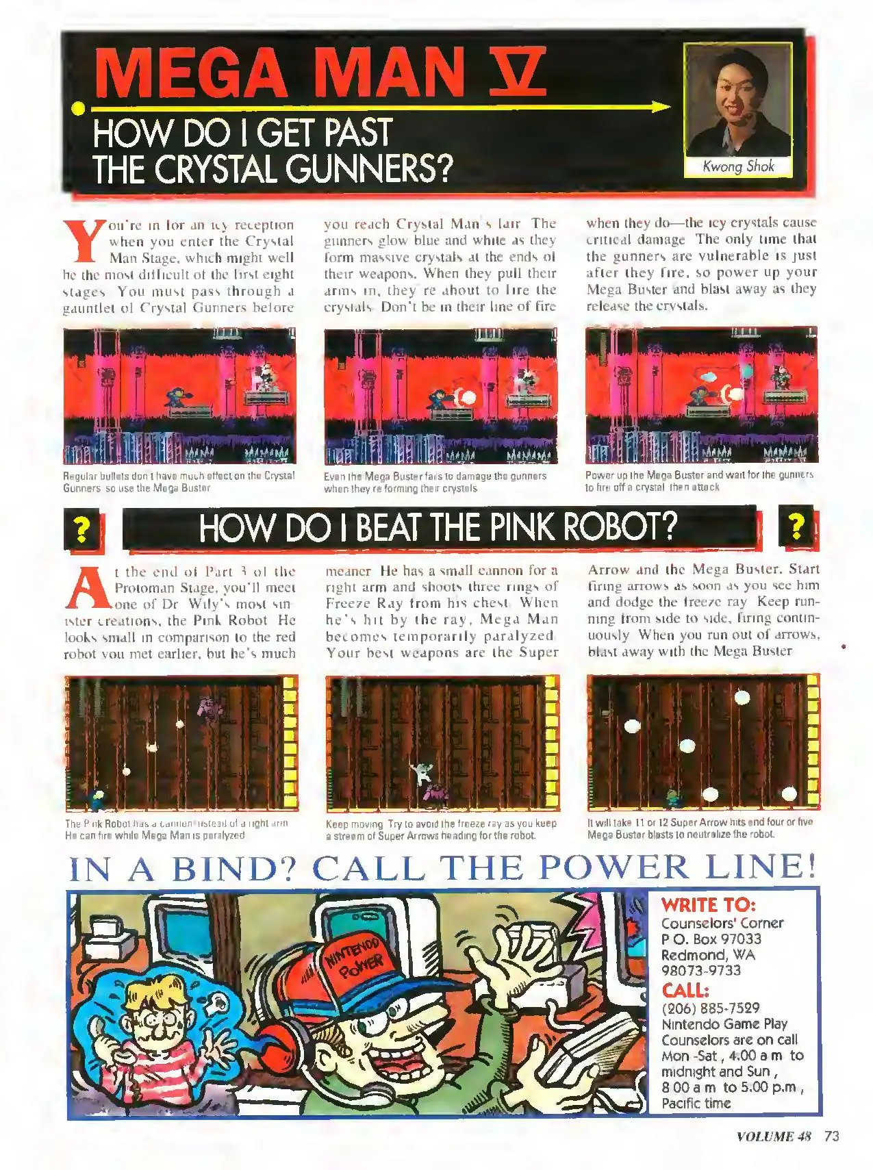 Counselor's Corner from Nintendo Power issue 48, page 73