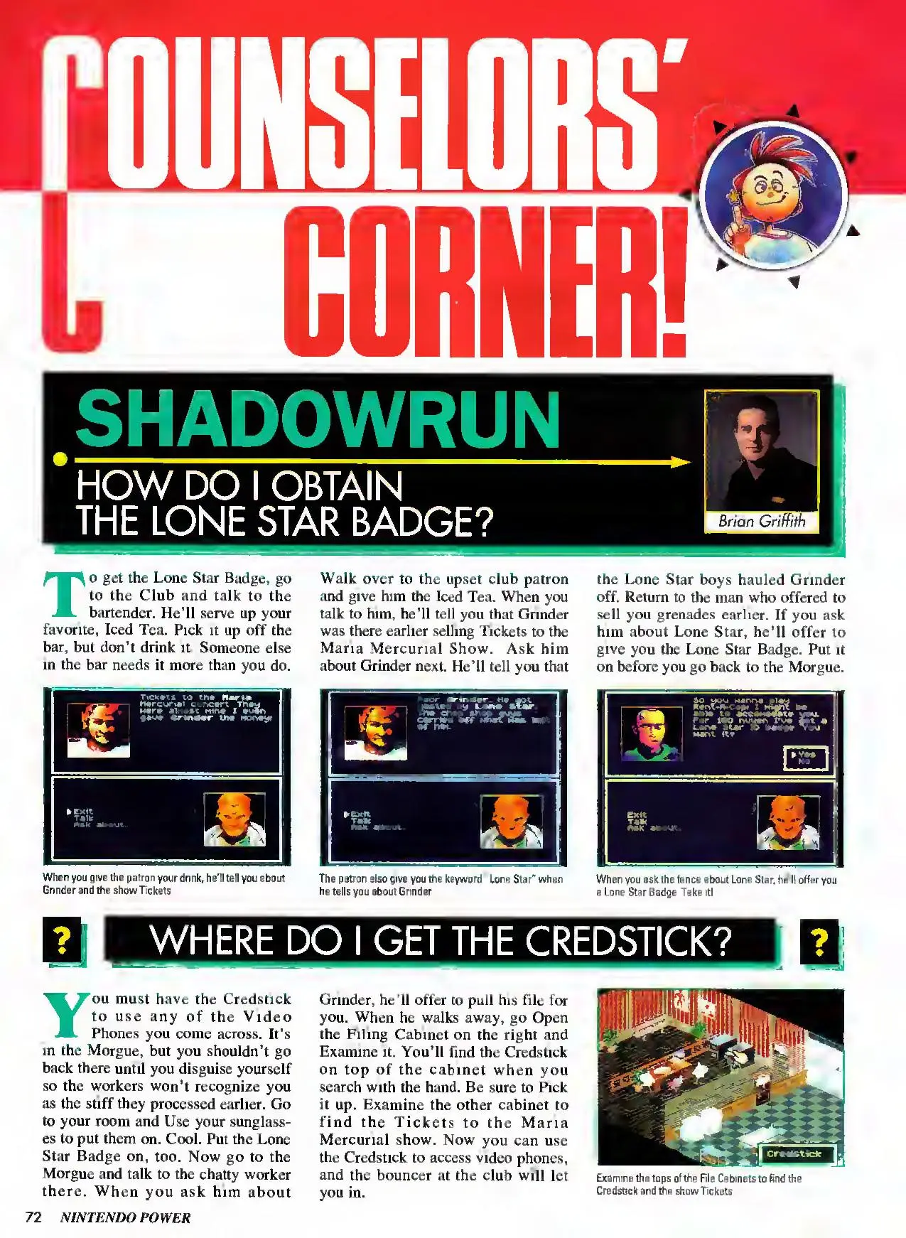 Counselor's Corner from Nintendo Power issue 50, page 72