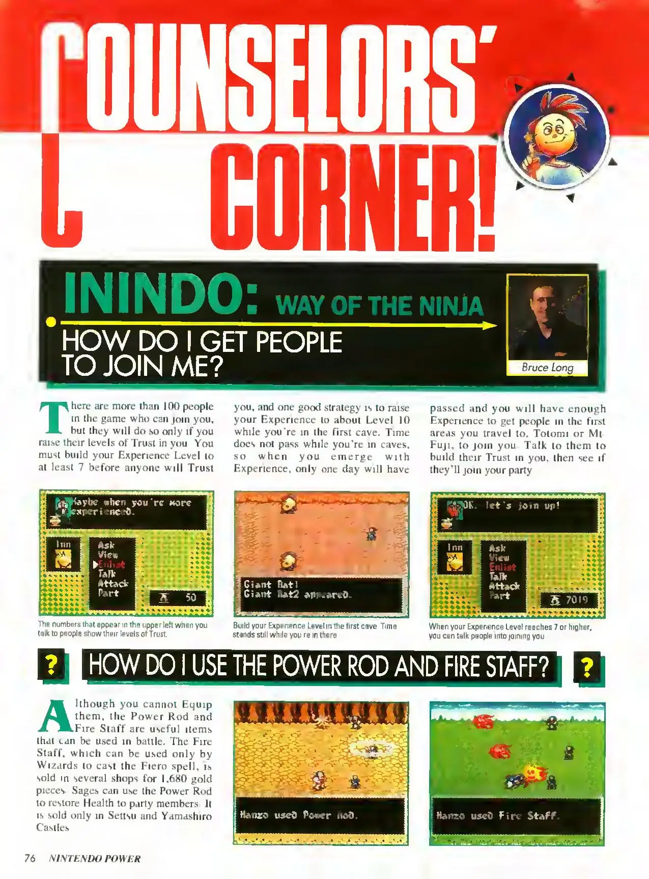 Counselor's Corner from Nintendo Power issue 51, page 76