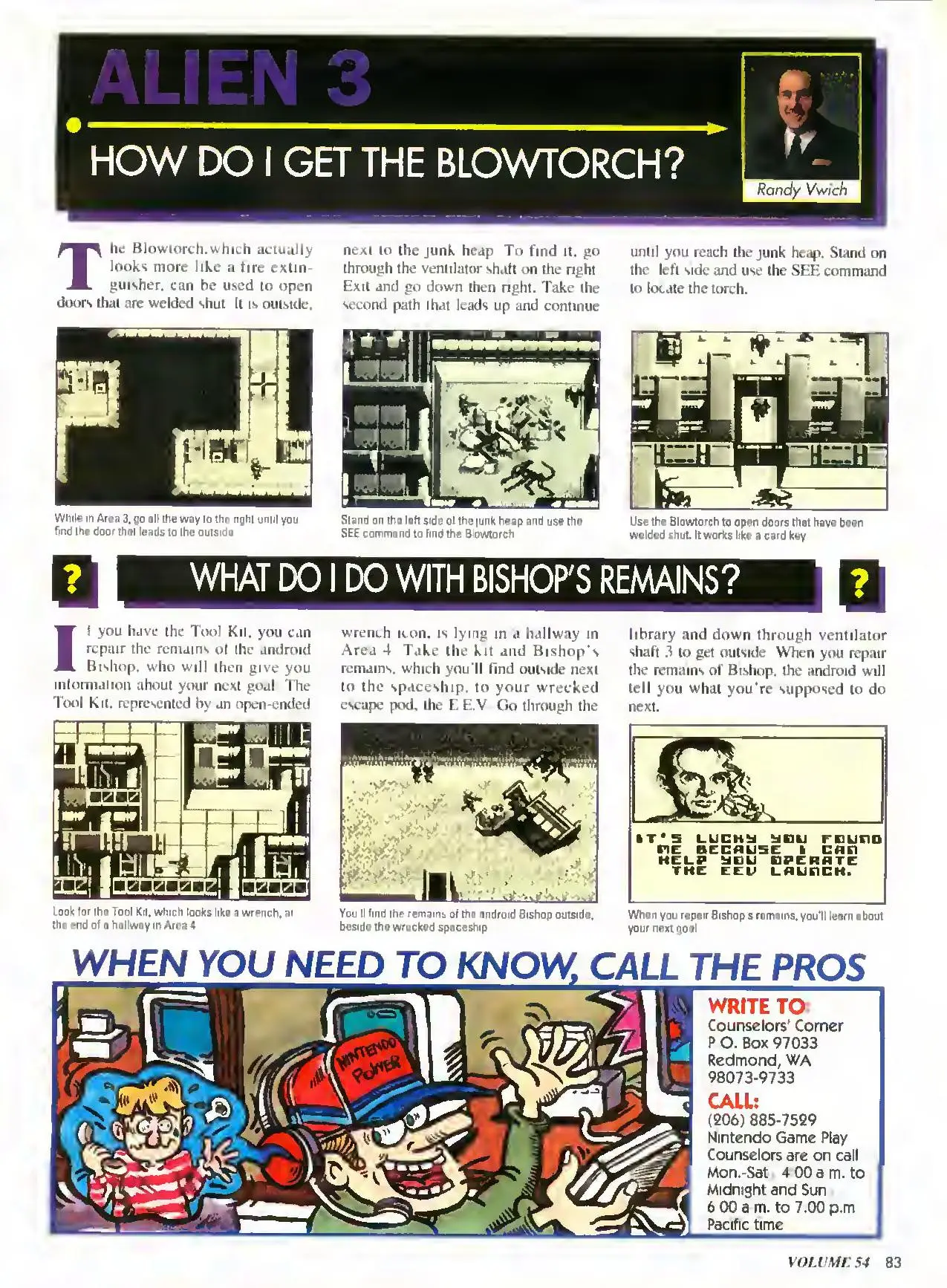 Counselor's Corner from Nintendo Power issue 54, page 83
