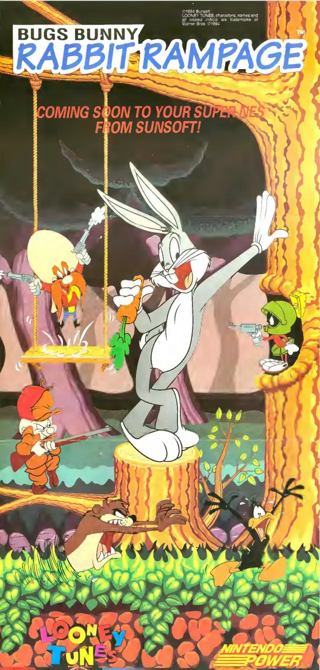 Pull-out poster from Nintendo Power issue 56 — Bugs Bunny: Rabbit Rampage