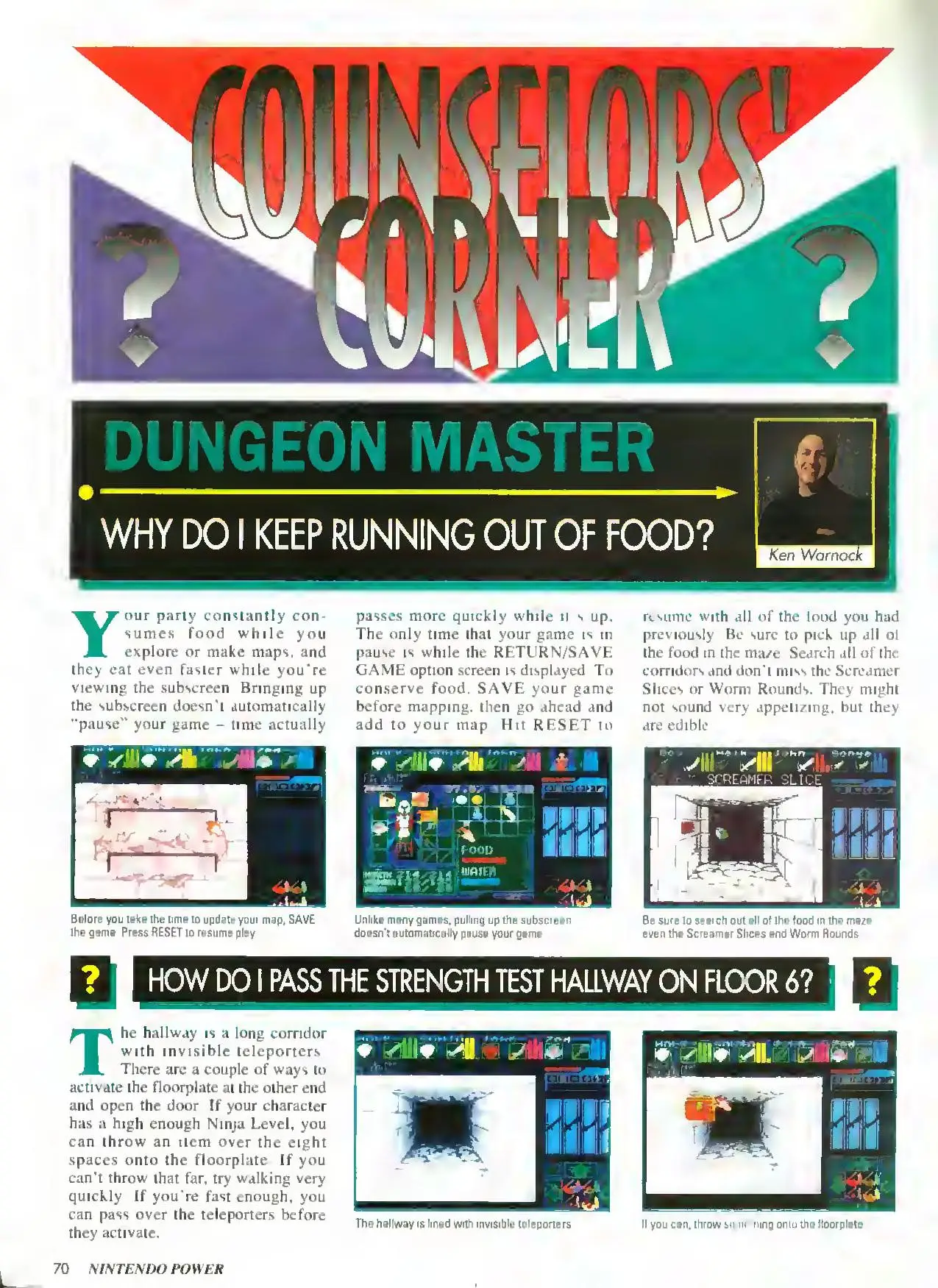 Counselor's Corner from Nintendo Power issue 57, page 70