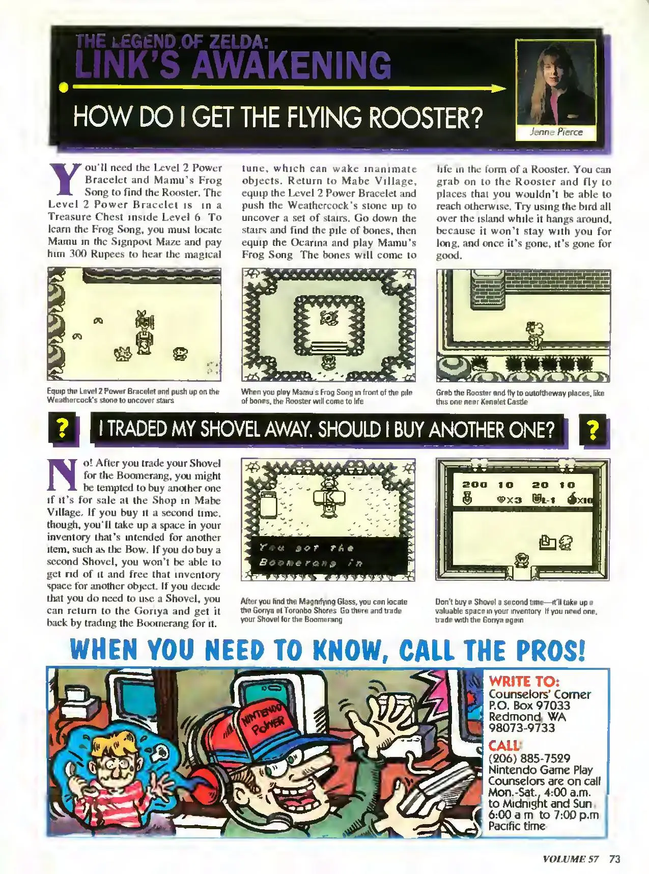 Counselor's Corner from Nintendo Power issue 57, page 73