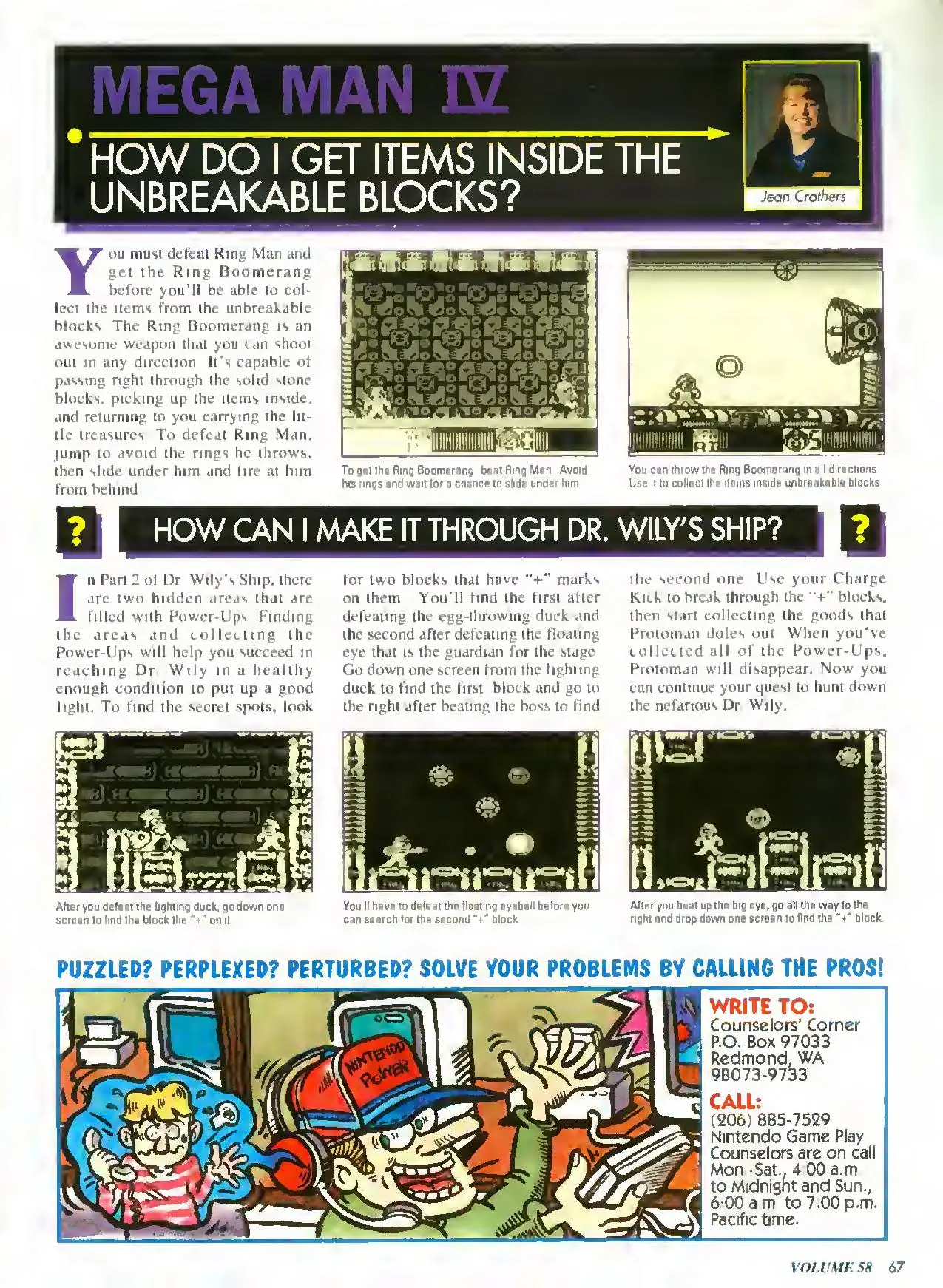Counselor's Corner from Nintendo Power issue 58, page 61