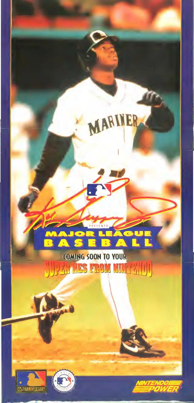 Pull-out poster from Nintendo Power issue 58 — Ken Griffey Jr. Presents Major League Baseball
