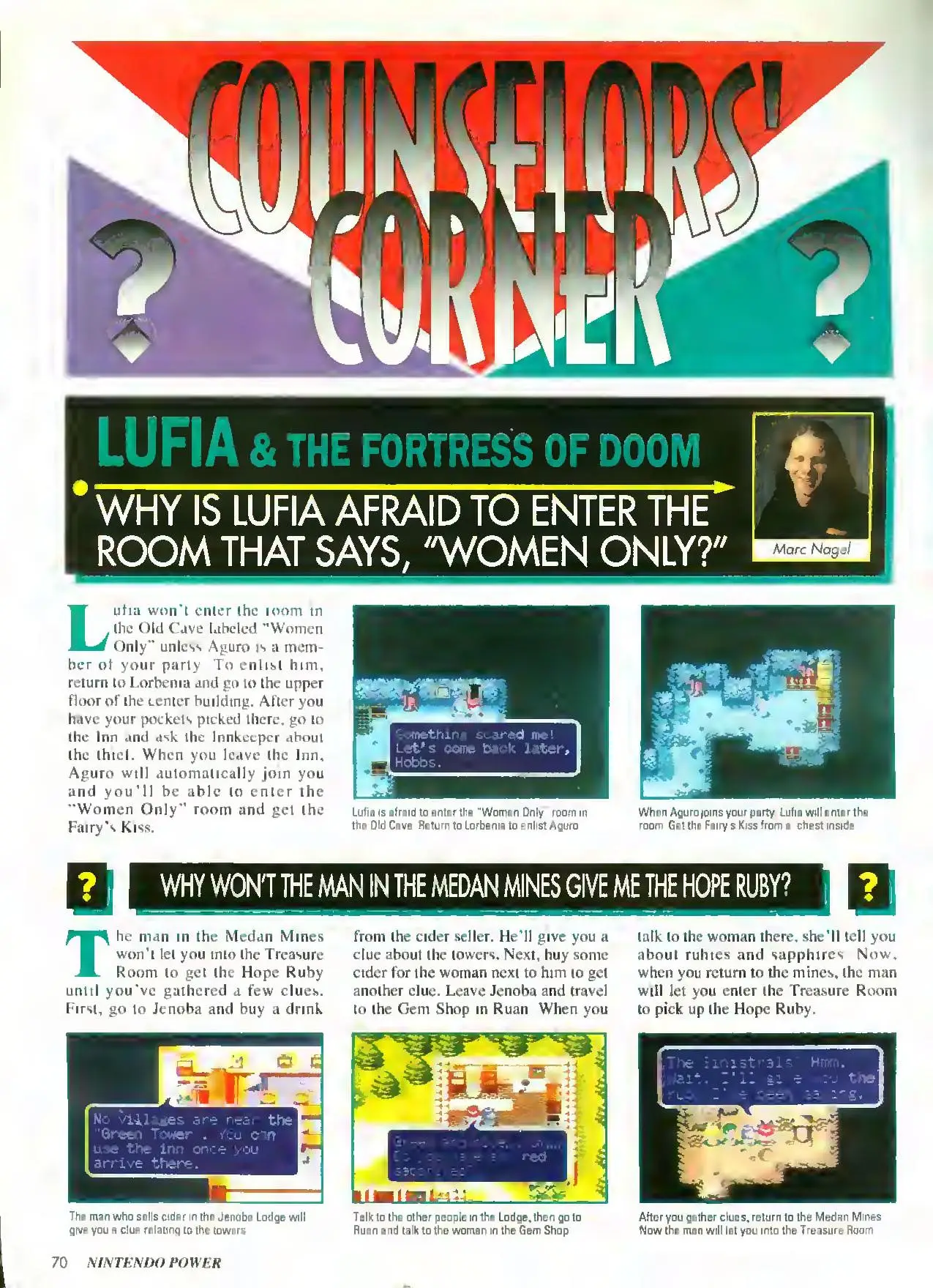 Counselor's Corner from Nintendo Power issue 59, page 70