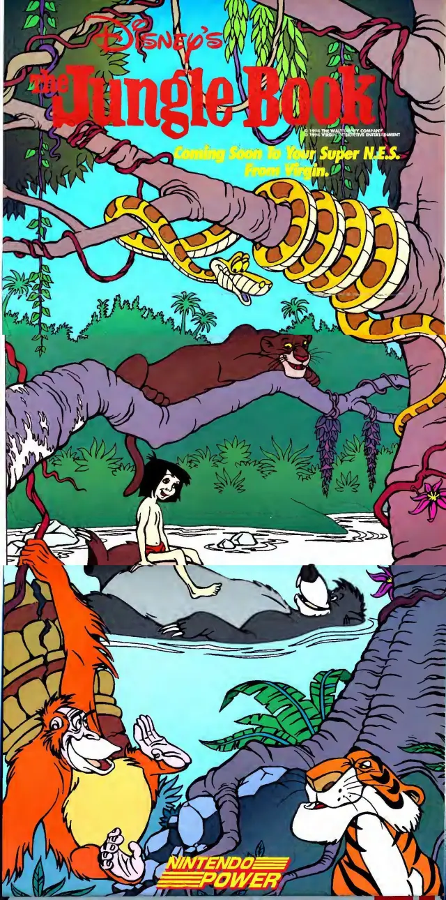Pull-out poster from Nintendo Power issue 60 — The Jungle Book