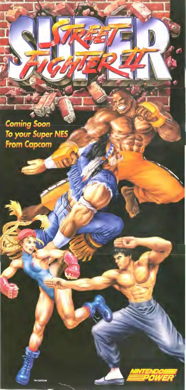Pull-out poster from Nintendo Power issue 61 — Super Street Fighter II: The New Challengers