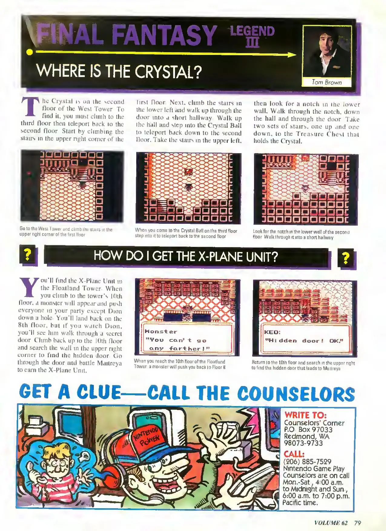 Counselor's Corner from Nintendo Power issue 62, page 79