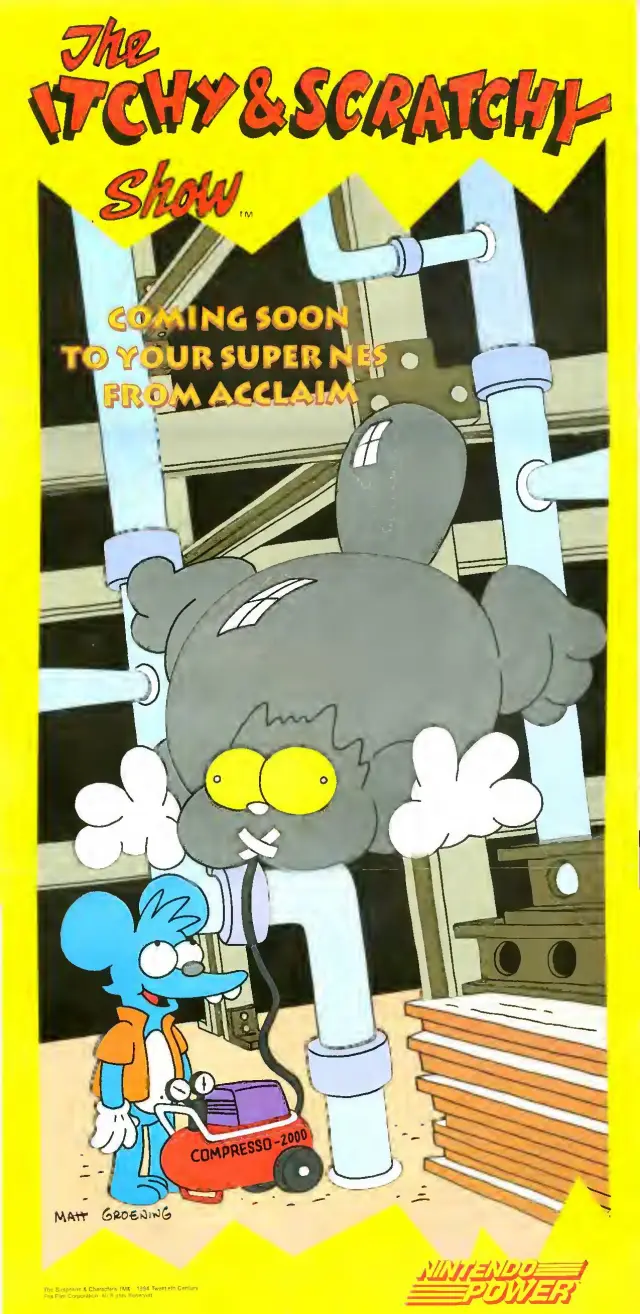 Pull-out poster from Nintendo Power issue 62 — The Itchy & Scratchy Game