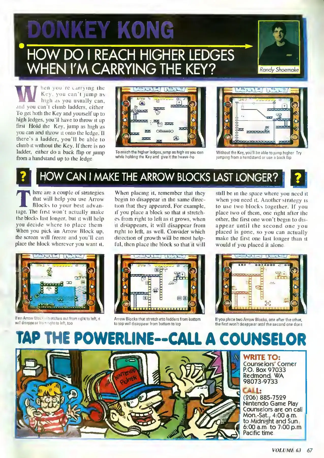 Counselor's Corner from Nintendo Power issue 63, page 67