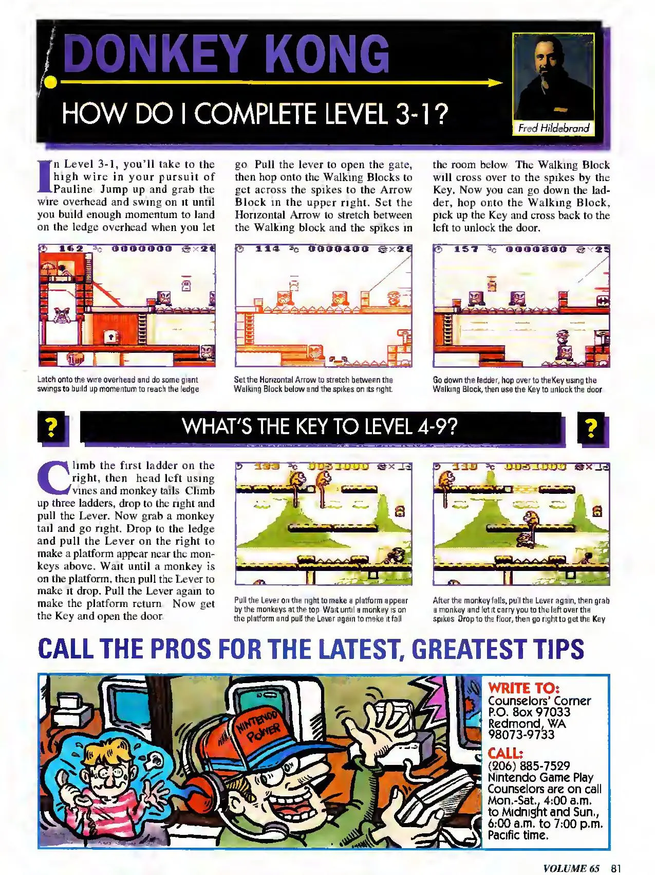 Counselor's Corner from Nintendo Power issue 65, page 81