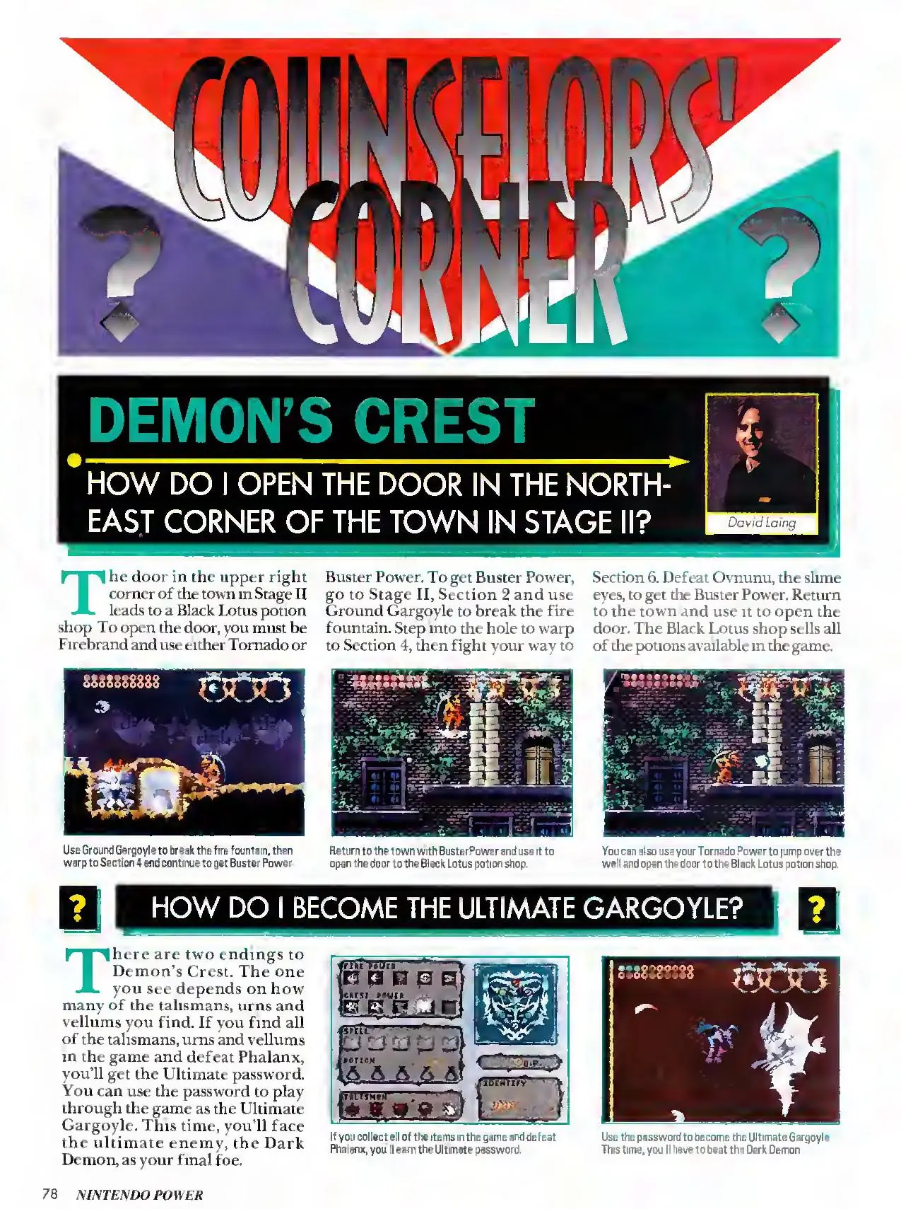 Counselor's Corner from Nintendo Power issue 68, page 78
