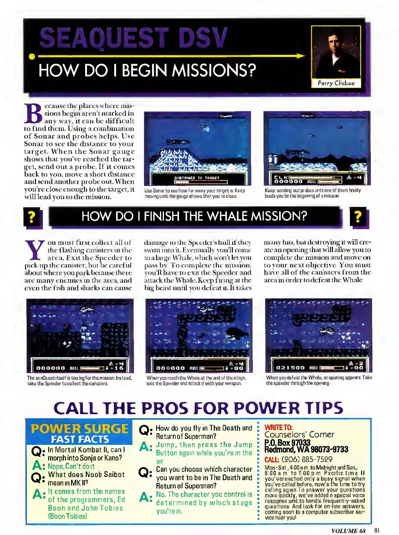 Counselor's Corner from Nintendo Power issue 68, page 81