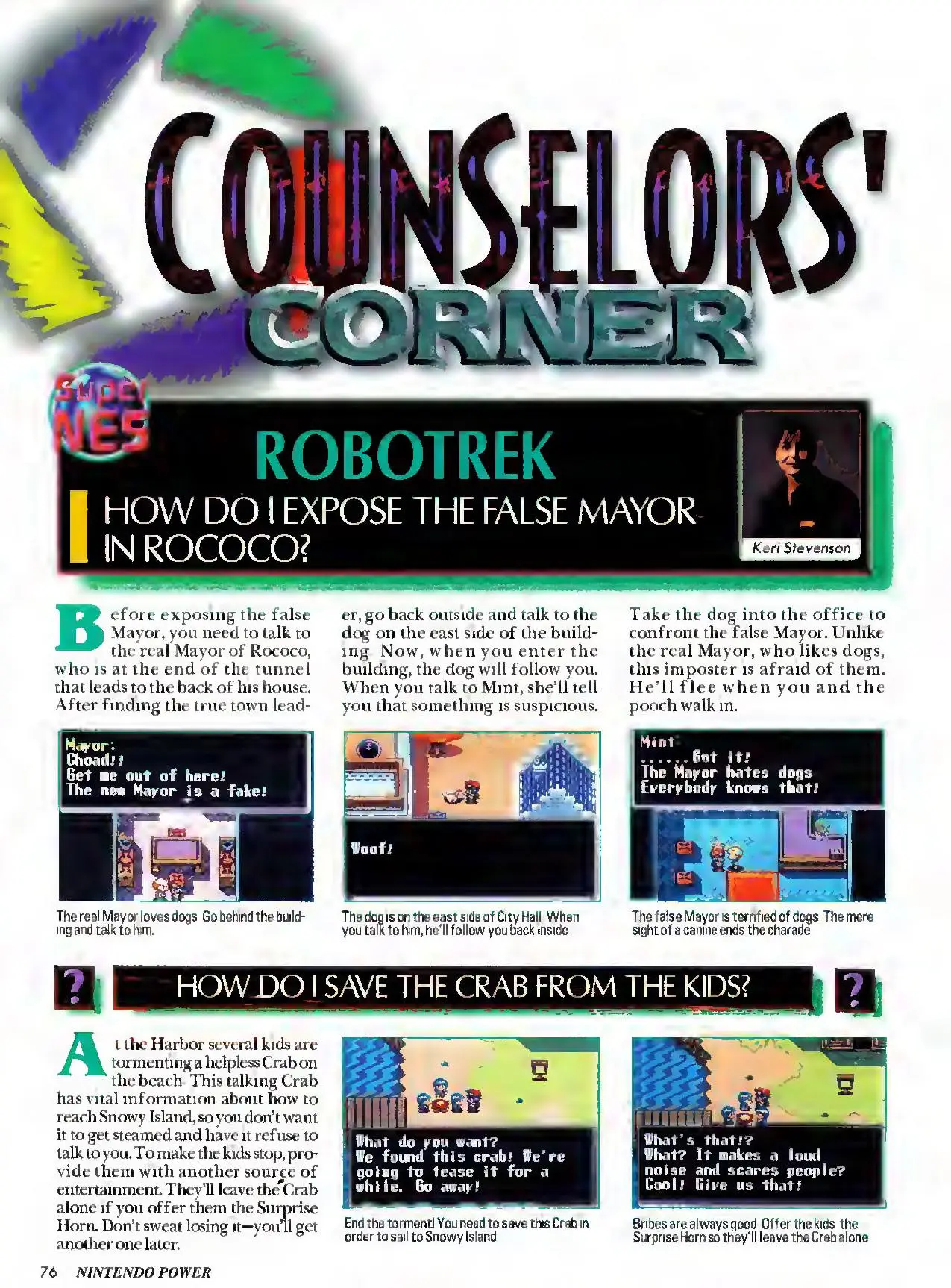 Counselor's Corner from Nintendo Power issue 71, page 76