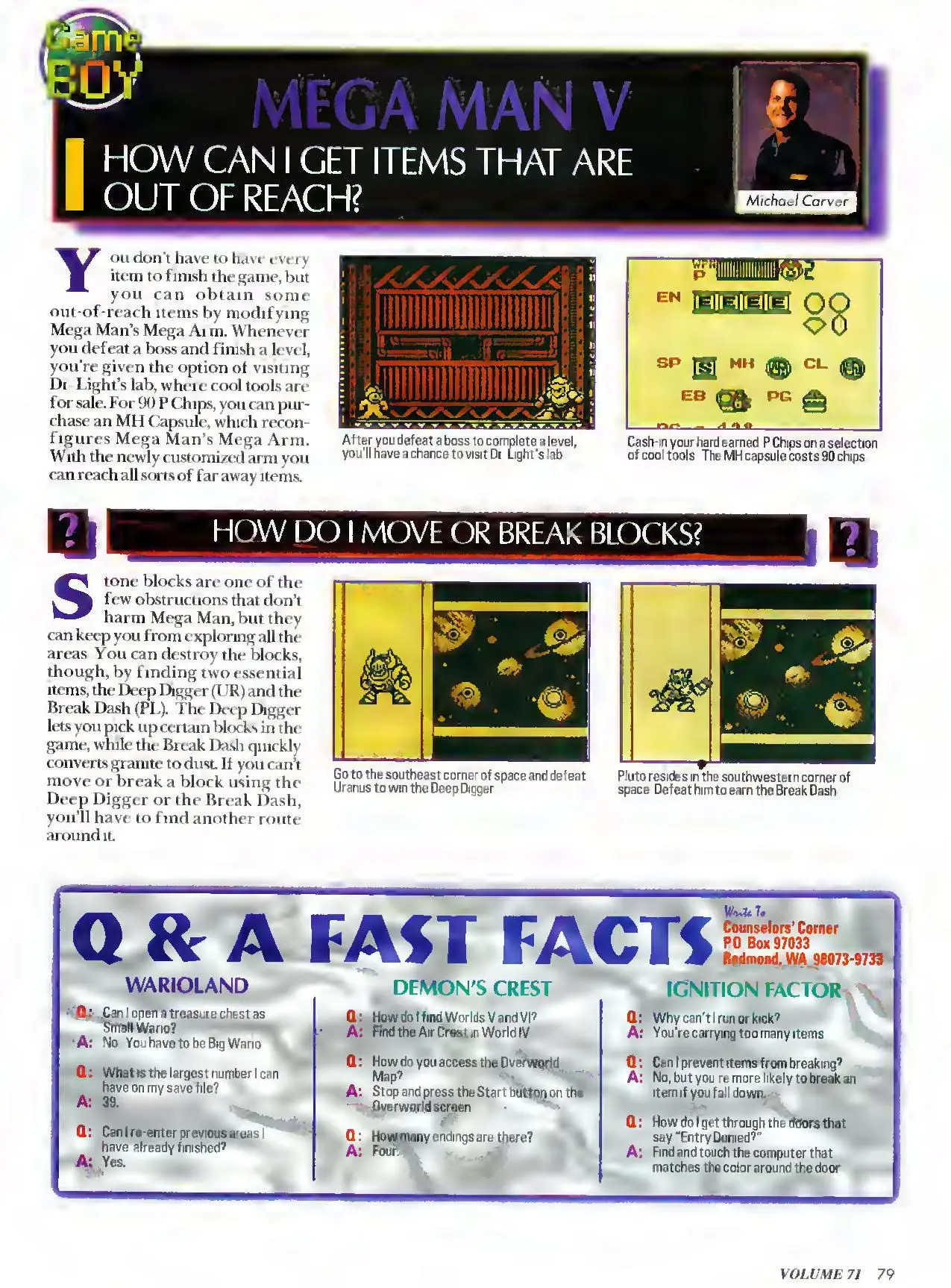 Counselor's Corner from Nintendo Power issue 71, page 79