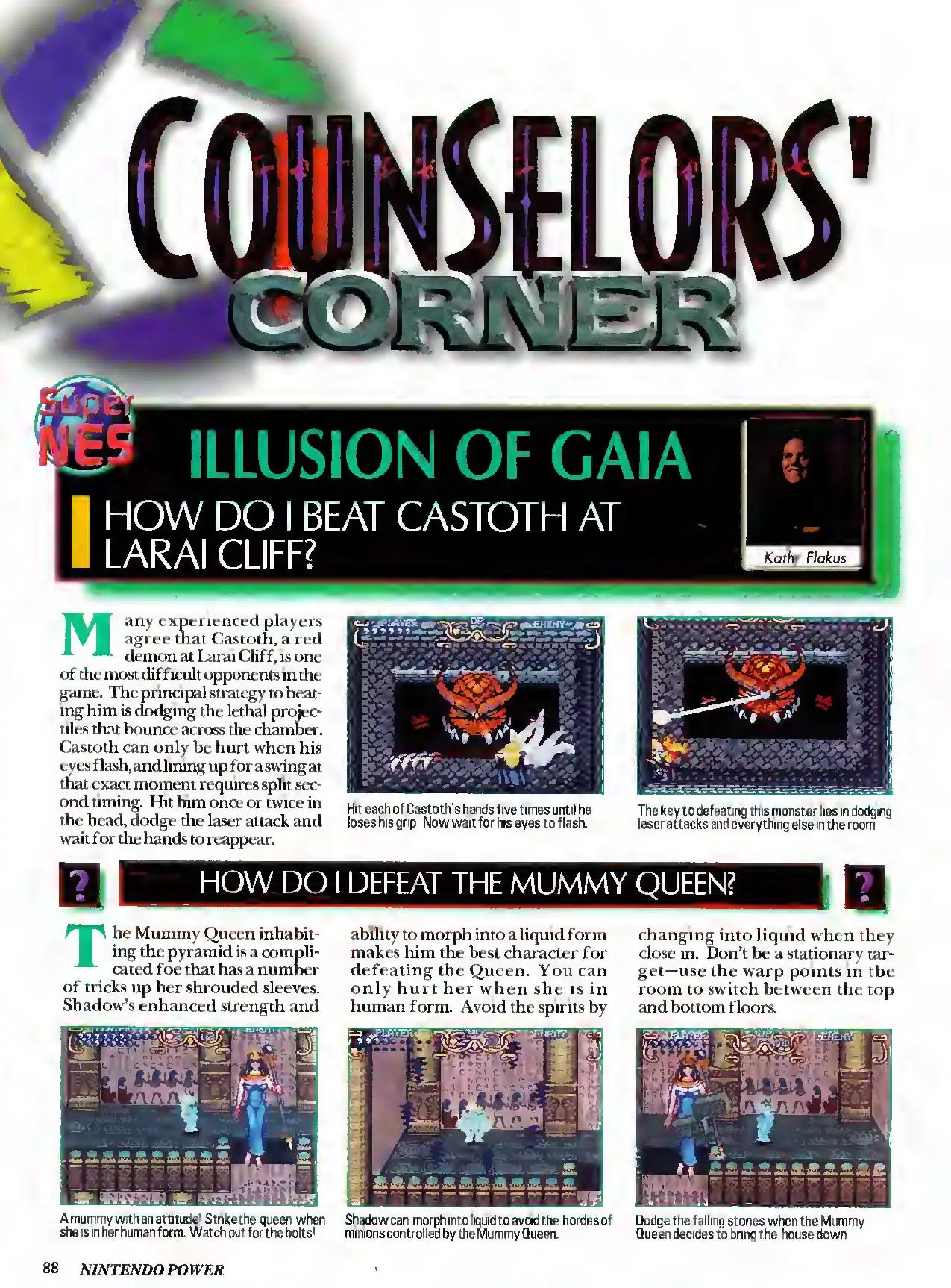 Counselor's Corner from Nintendo Power issue 72, page 88
