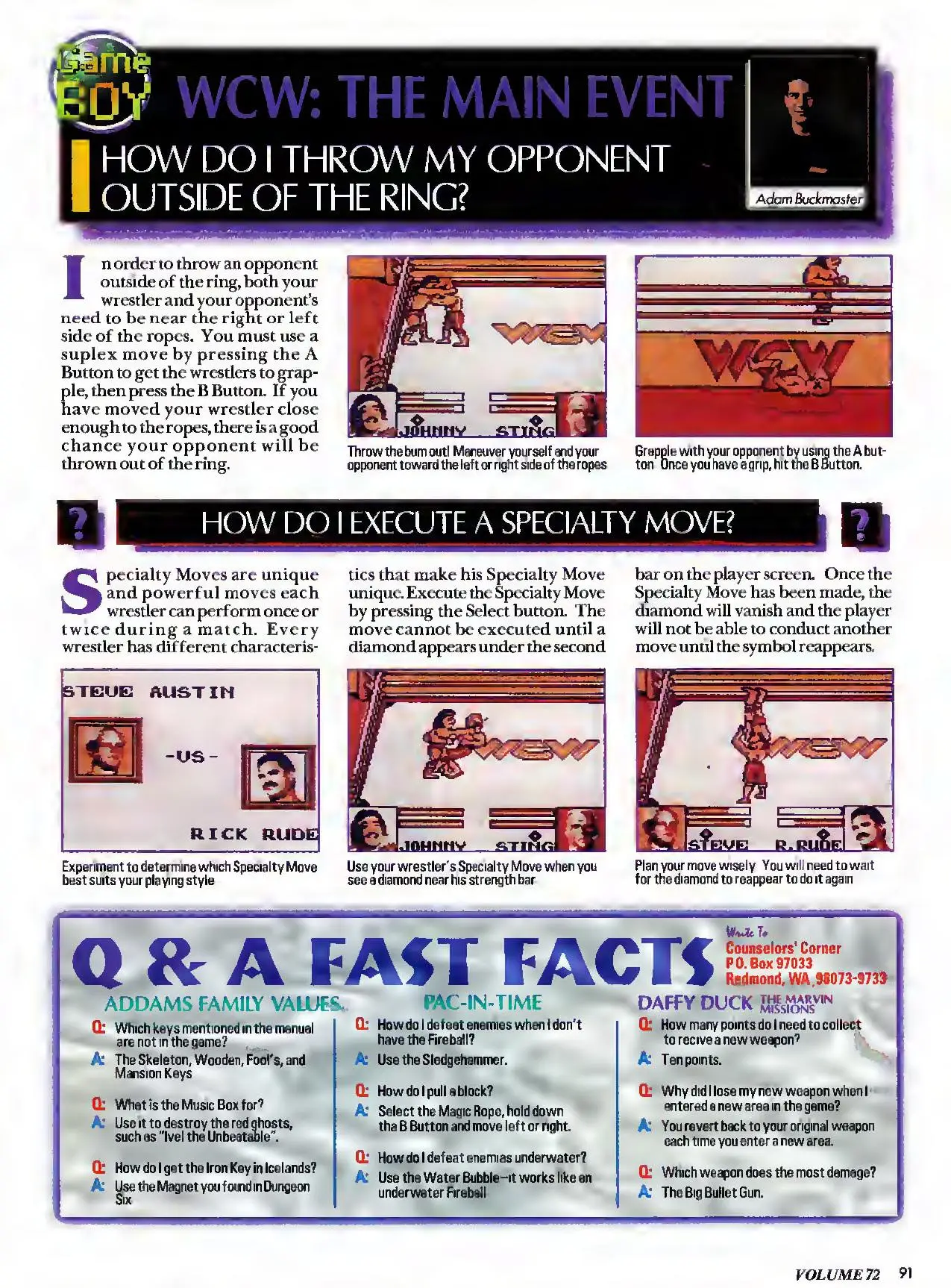 Counselor's Corner from Nintendo Power issue 72, page 91