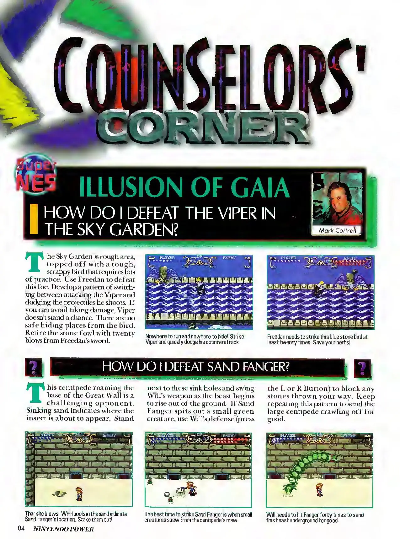 Counselor's Corner from Nintendo Power issue 73, page 84