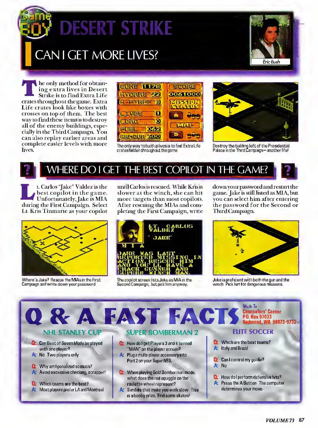 Counselor's Corner from Nintendo Power issue 73, page 87
