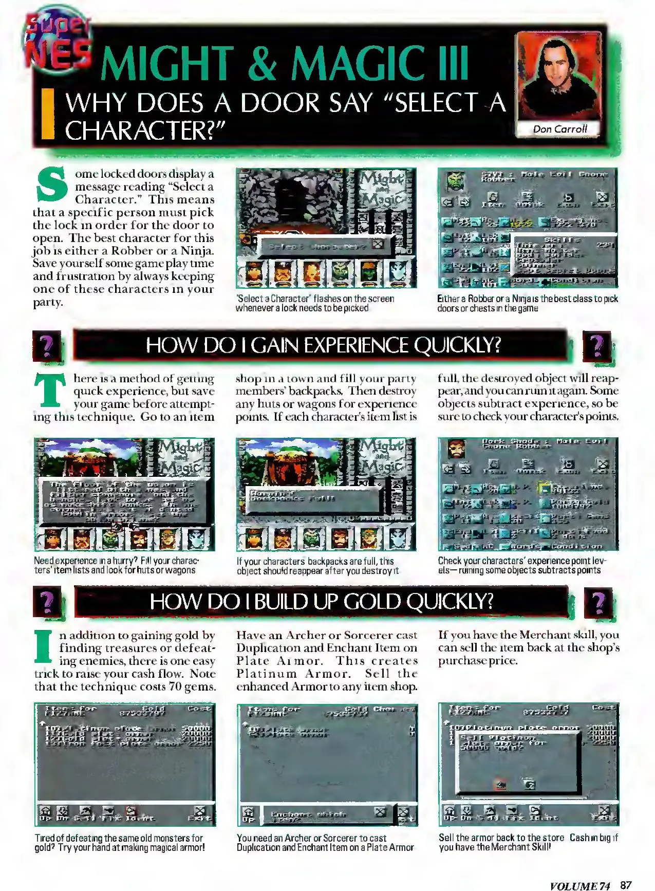 Counselor's Corner from Nintendo Power issue 74, page 87