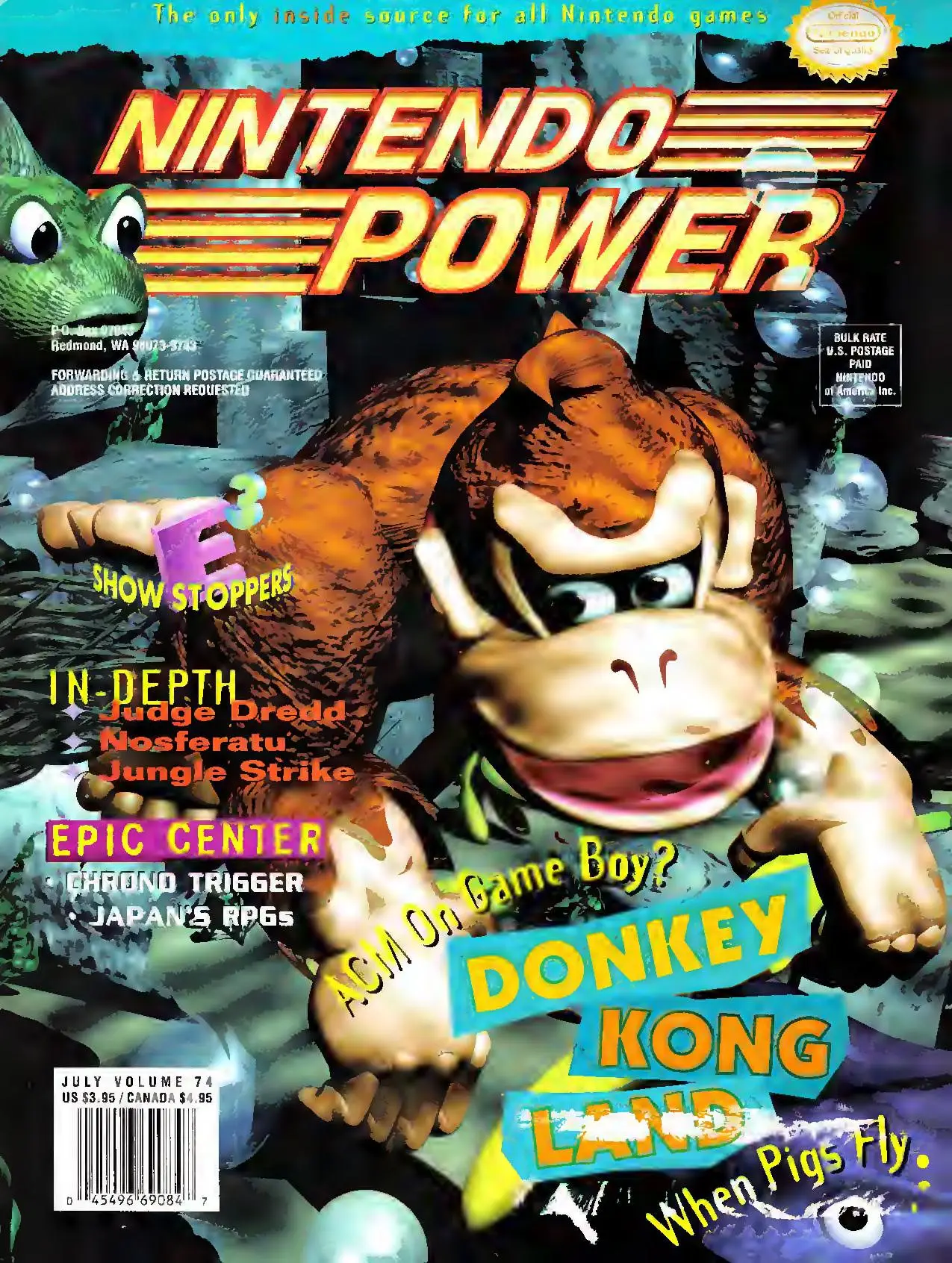 Nintendo Power issue 74 cover — Donkey Kong Land