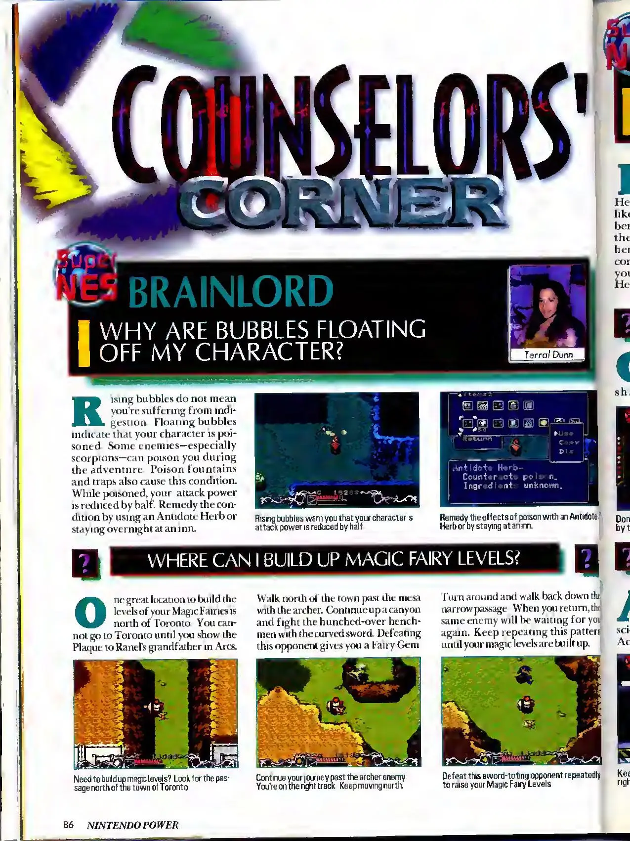 Counselor's Corner from Nintendo Power issue 75, page 86