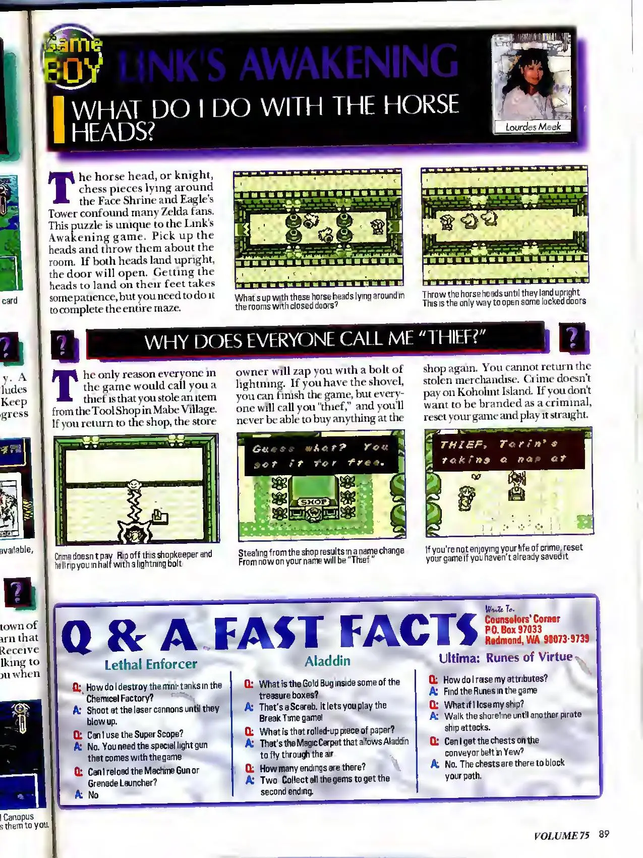 Counselor's Corner from Nintendo Power issue 75, page 89