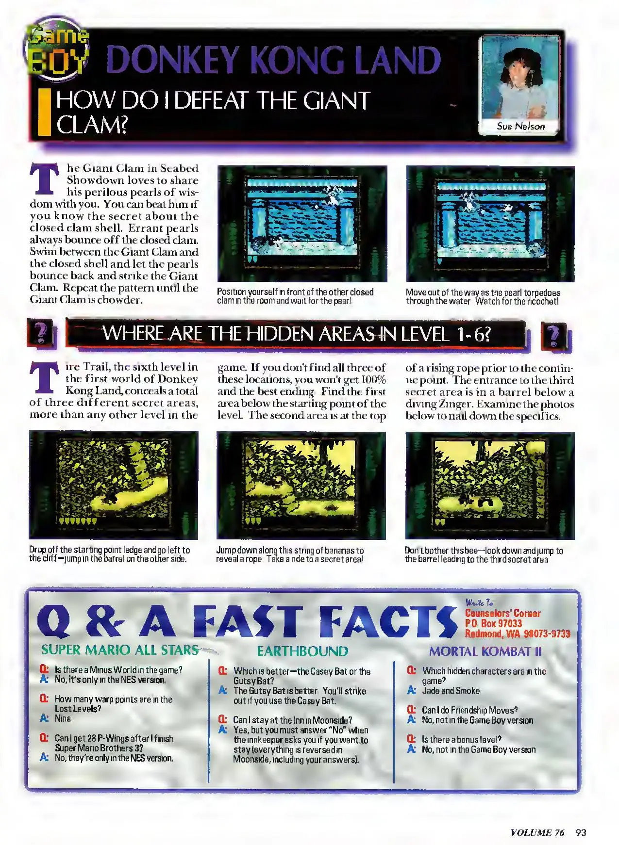 Counselor's Corner from Nintendo Power issue 76, page 93