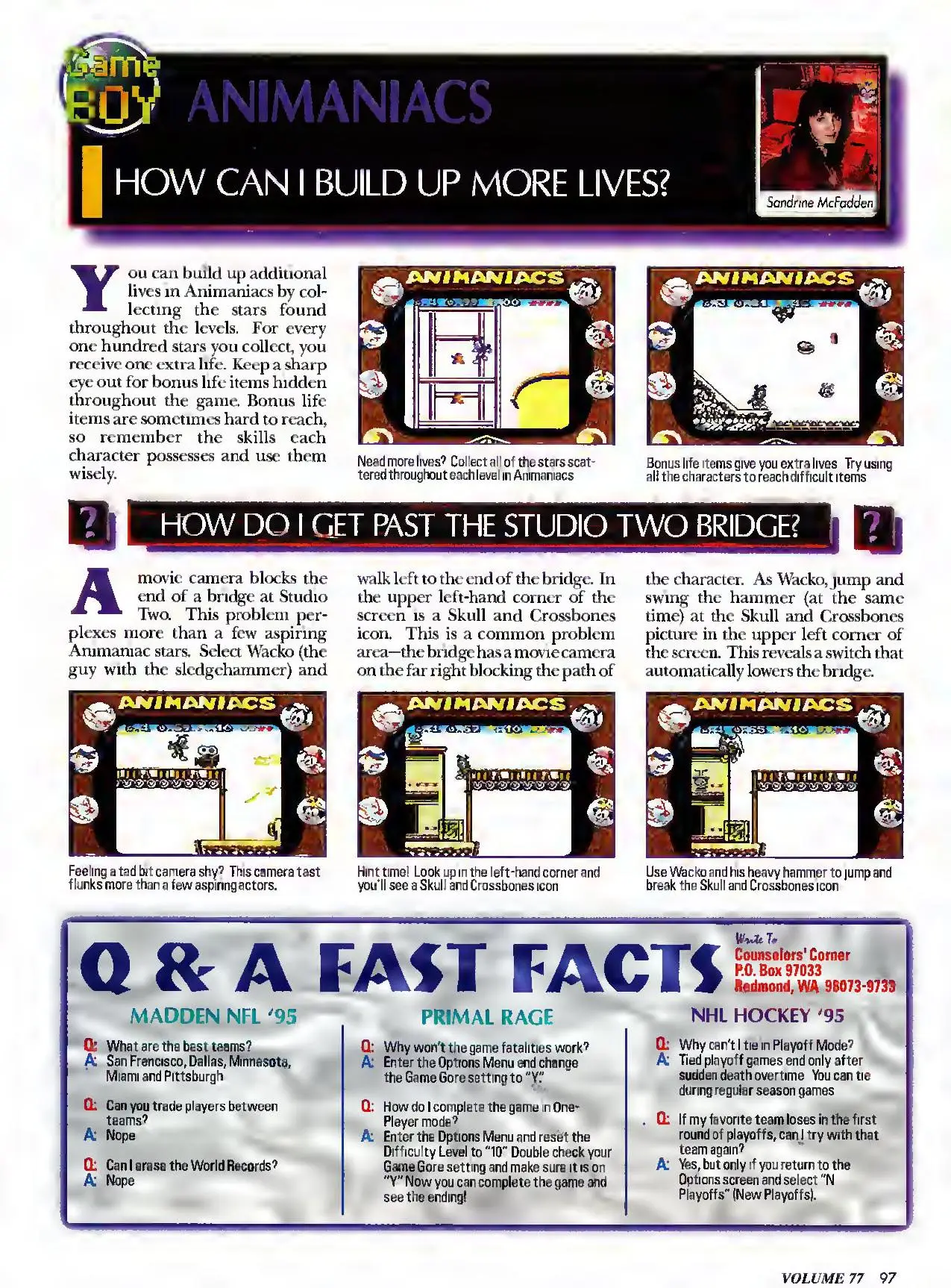Counselor's Corner from Nintendo Power issue 77, page 103
