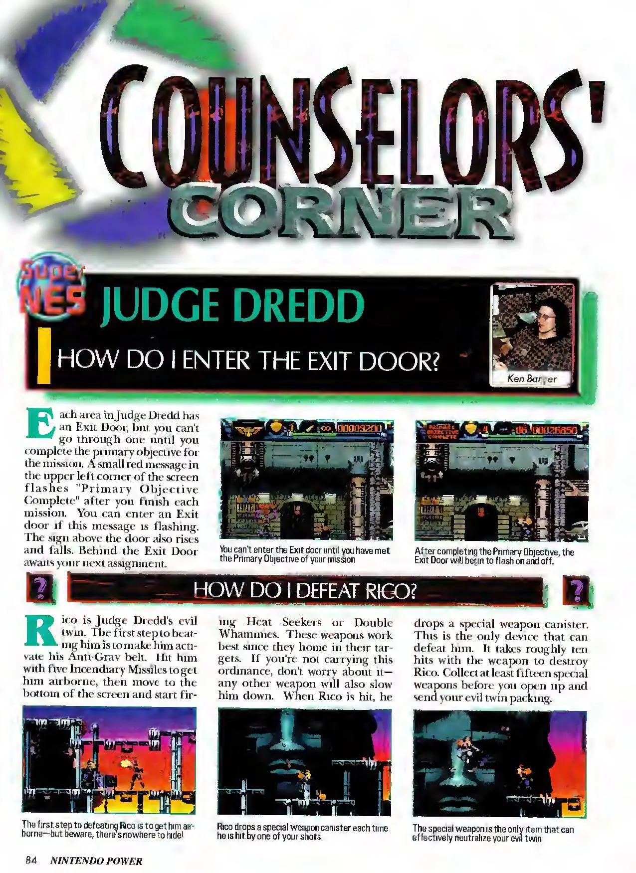 Counselor's Corner from Nintendo Power issue 78, page 84