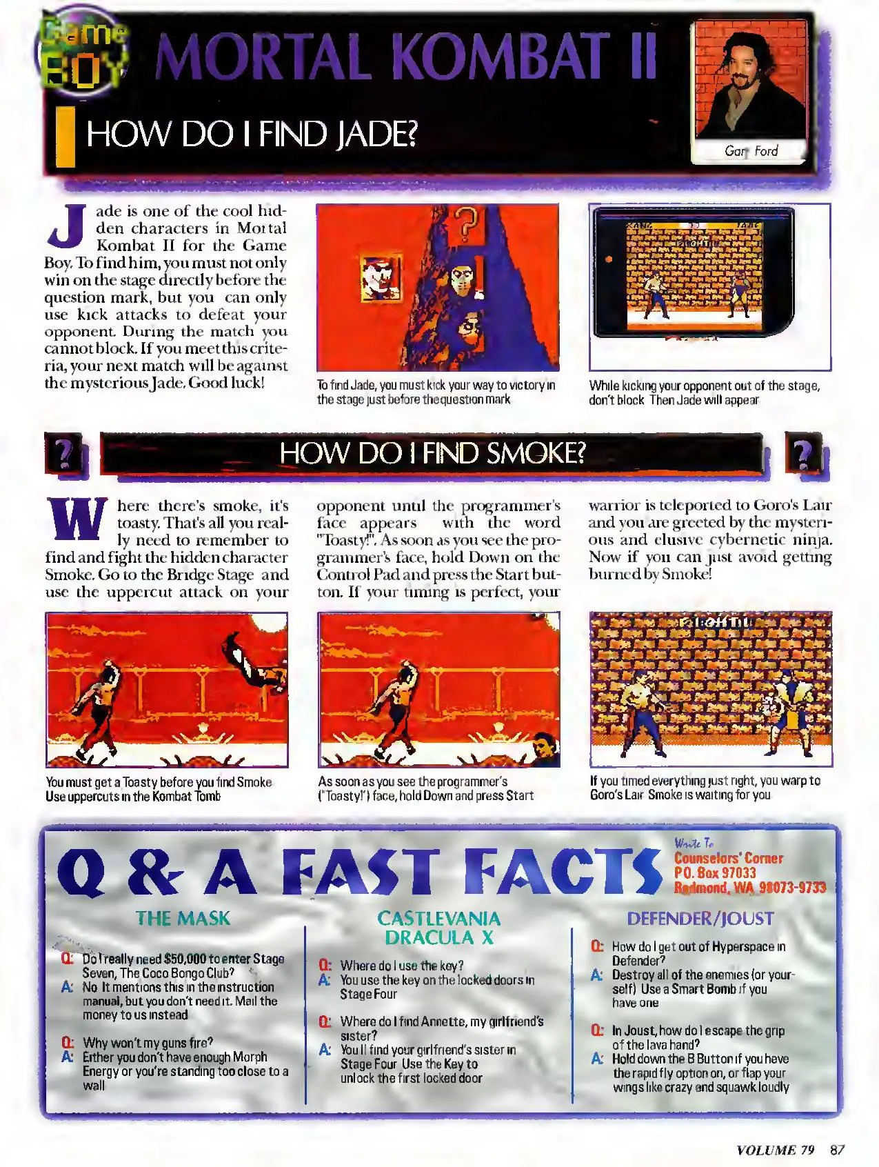 Counselor's Corner from Nintendo Power issue 79, page 87