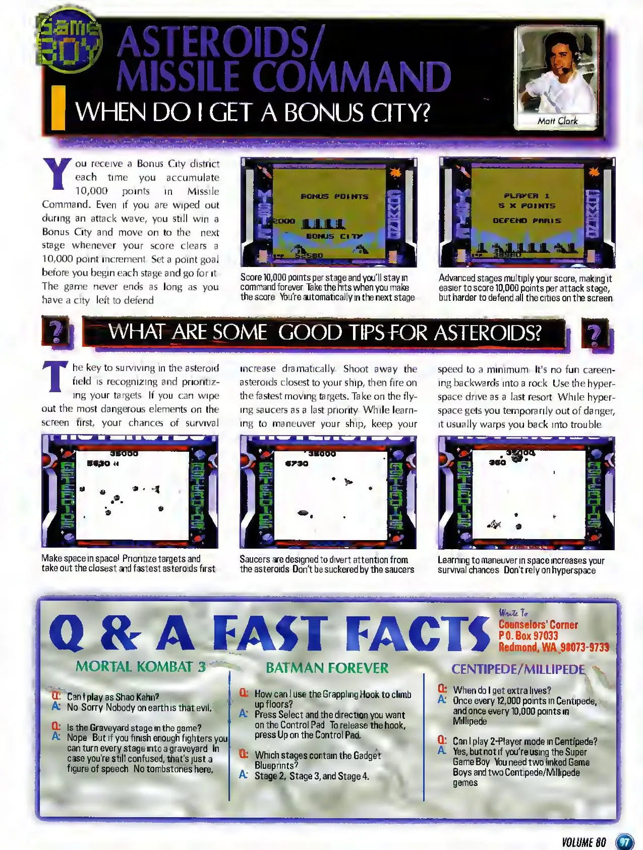 Counselor's Corner from Nintendo Power issue 80, page 9